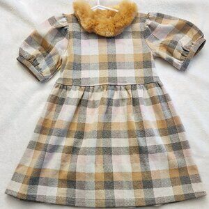 Janie and Jack - Size 3 Girl - Faux Fur Collared Dress